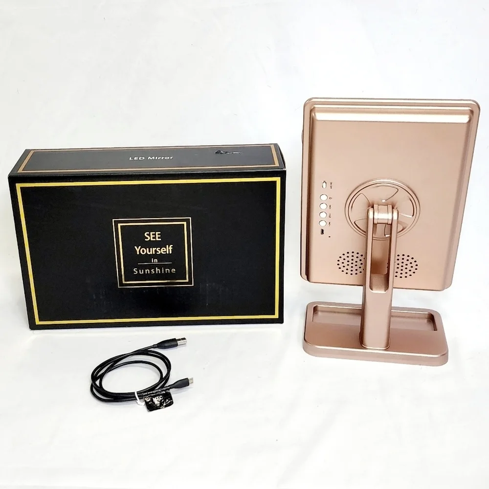 Frenchilin Rose Gold Dimmable LED Bluetooth Rotatable 180° Vanity Mirror